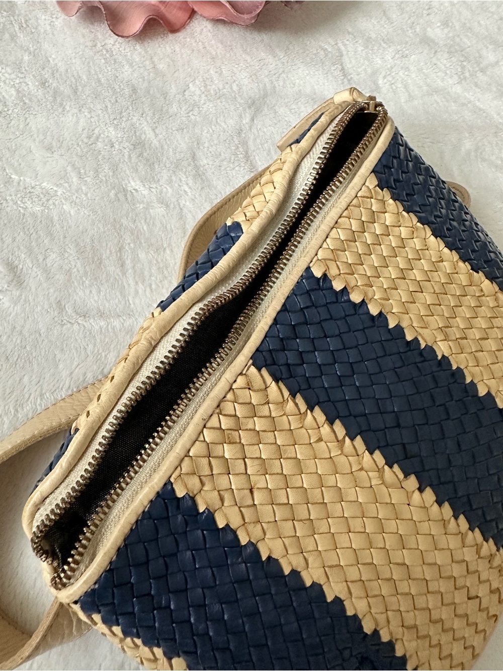 Clare V Woven Leather Striped Fanny Pack Crossbody Belt Bag - Picture 11 of 15
